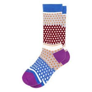 BOMBAS Honeycomb Size M Women Lightweight Calf Socks Polka Dot Multicolor